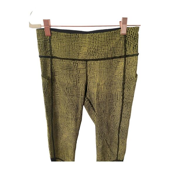 Lululemon Pace Rival Crop (19") Leggings Toxic Green Black Womens Size 4 - Picture 11 of 12